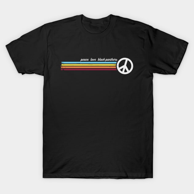 Peace Love Black Panthers T-Shirt by Jitterfly